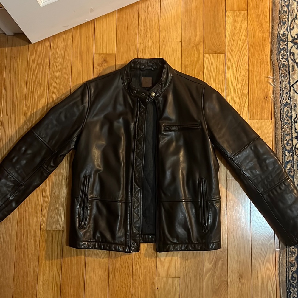 Gap Men’s Brown Leather Jacket Size S
